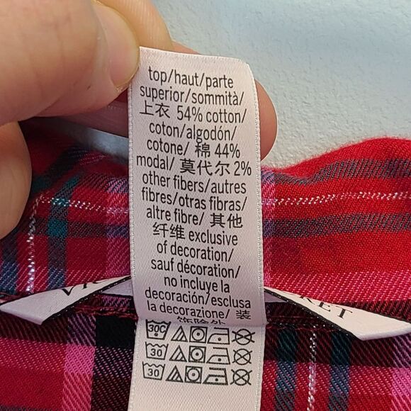 Victoria's Secret Red Plaid Long Sleeve Button Up Pajama Top S - Picture 13 of 14